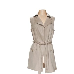 Max Studio Beige Sleeveless Belted Vest